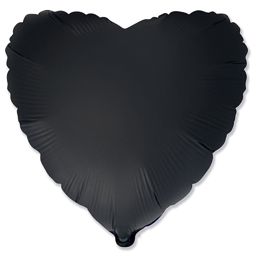 FM 18" сердце Сатин Черное  без рисунка фольгированный шар